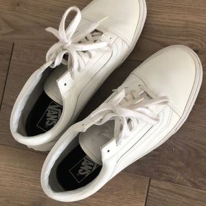 gently used White Leather Vans size 10 M